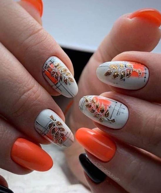 Orange Nail Designs Almond
