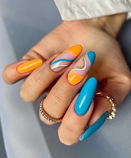 Orange Nail Designs With Rhinestones