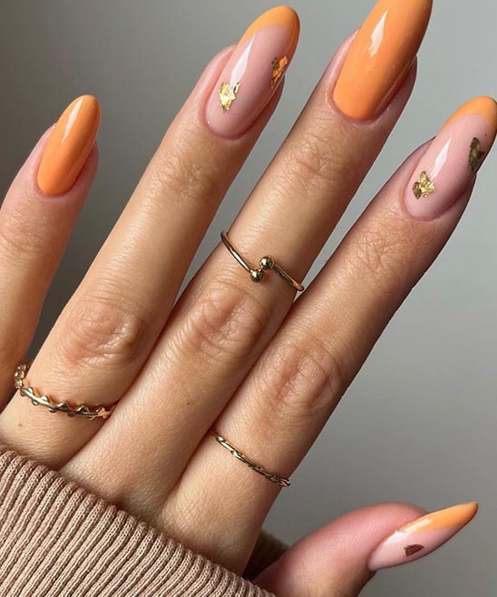 Orange Nails Almond