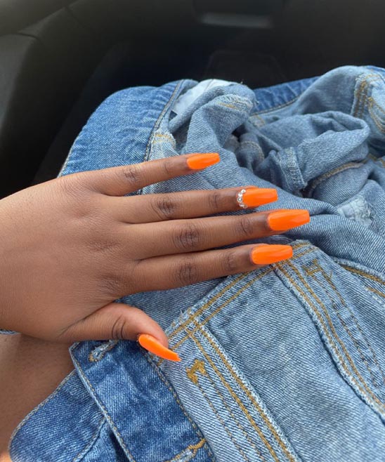 Orange Ombre Coffin Shaped Nails
