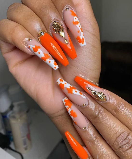 Orange Ombre Nails Almond