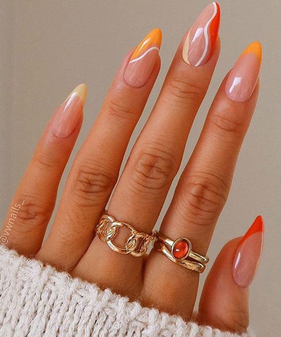 Orange Pink and Yellow Nails