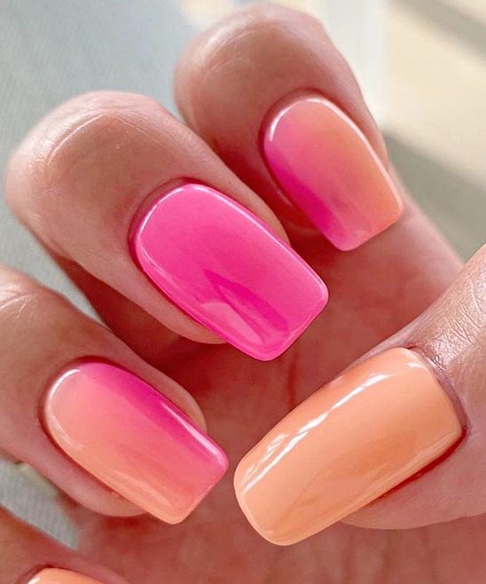 Orange Pink and Yellow Nails