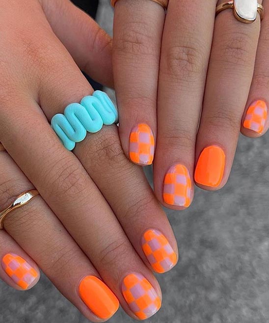 Orange Summer Acrylic Nails
