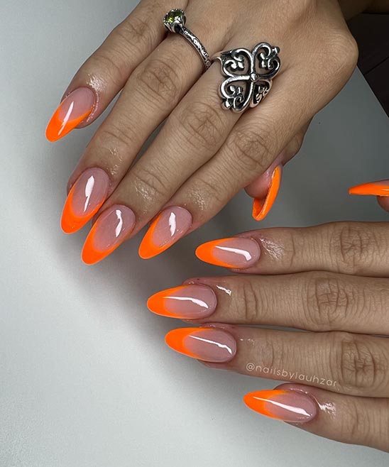 Orange Summer Nails Short