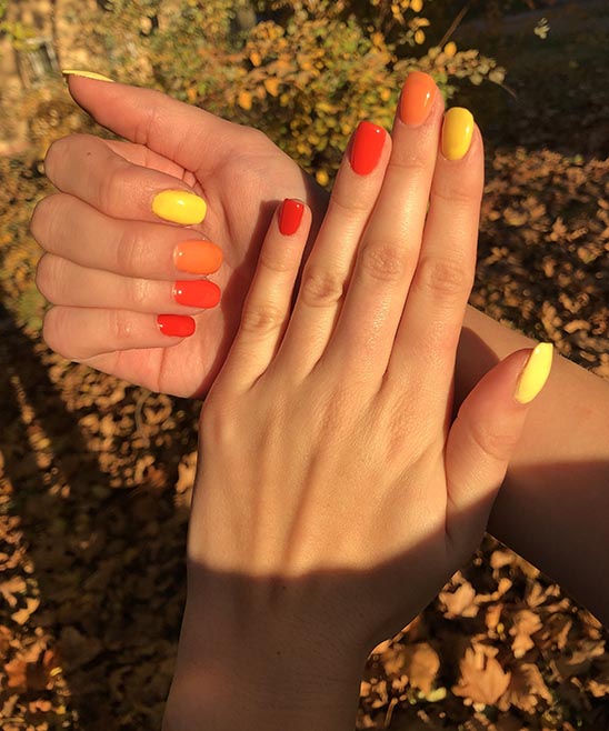 Orange Yellow and Purple Nails