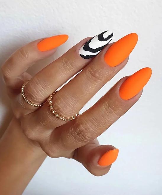 Orange and Black Nails
