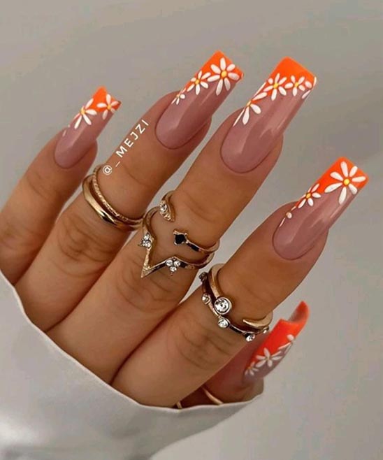 Orange and Brown Nails Design