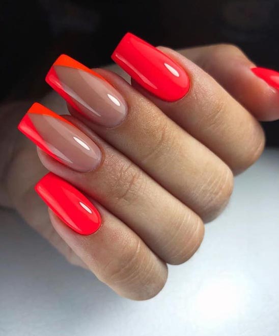 Orange and Hot Pink Nails