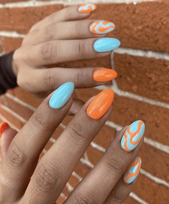 Orange and Pink Acrylic Nails
