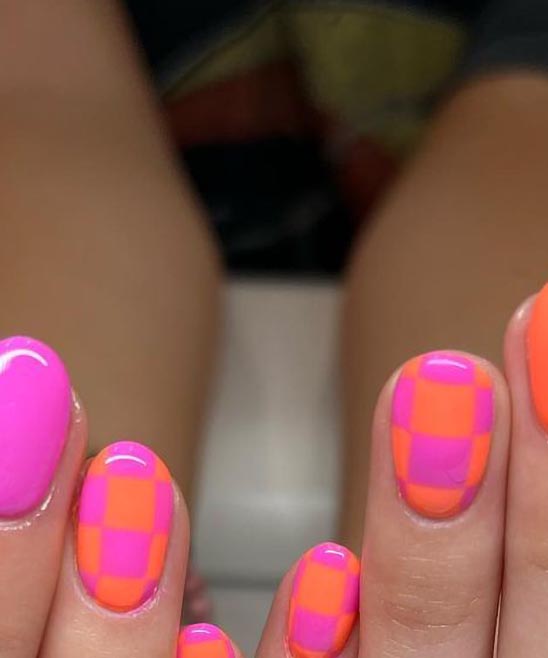 Orange and Pink Coffin Nails