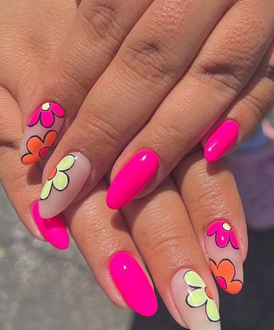 Orange and Pink Marble Nails