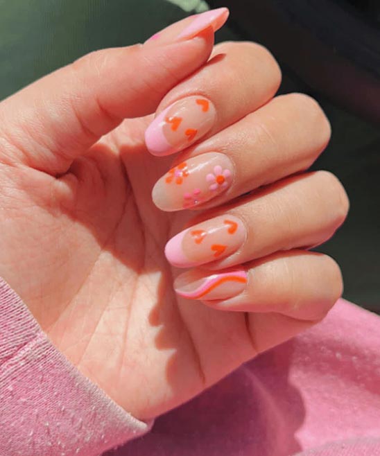 Orange and Pink Nail Designs