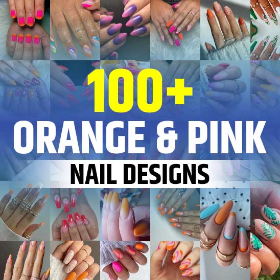 Orange and Pink Nails