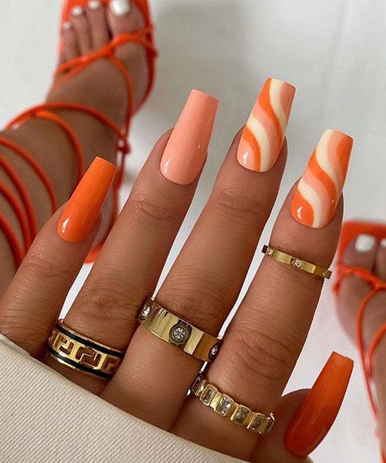 Orange and Pink Nails Designs