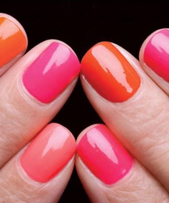 Orange and Pink Ombre Nails