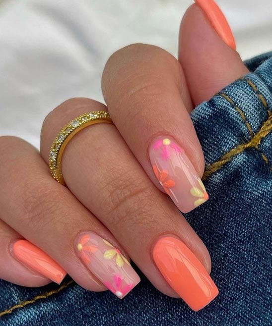 Orange and Pink Short Nails