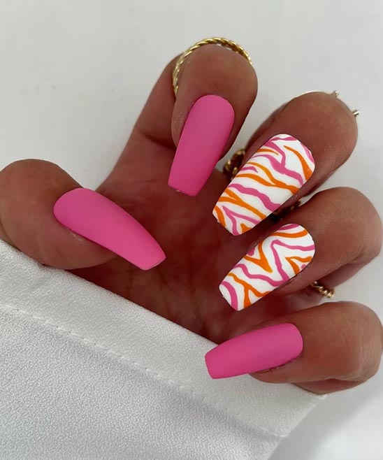 Orange and Pink Swirl Nails