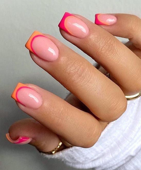 Orange and Pink Toe Nail Designs
