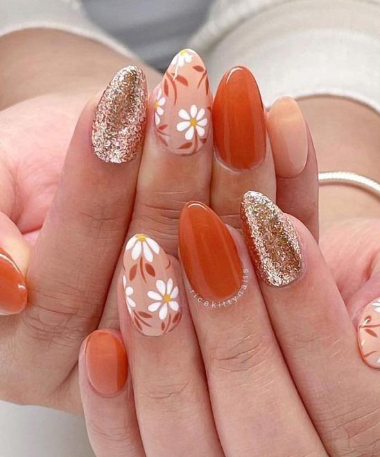 Orange and Turquoise Nail Designs