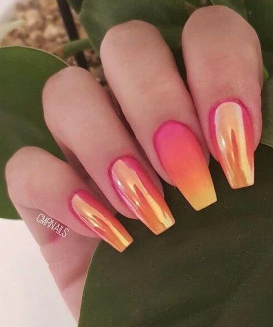 Orange and White Nails Designs