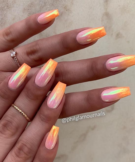 Orange and Yellow Acrylic Nails
