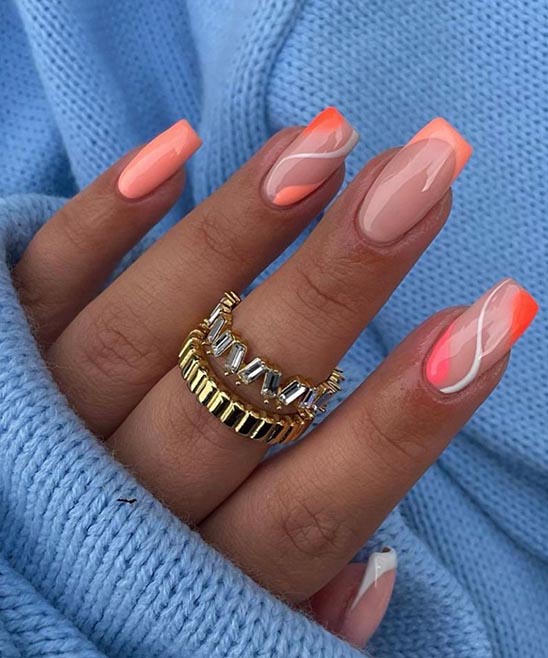 Orange and Yellow Coffin Nails