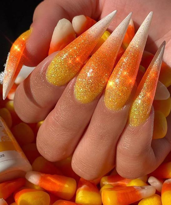 Orange and Yellow French Tip Nails