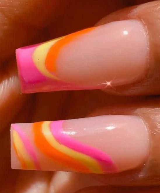 Orange and Yellow Nails Design