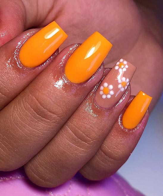 Orange and Yellow Ombre Coffin Nails