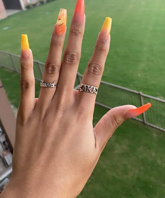 Orange and Yellow Ombre Powder Nails