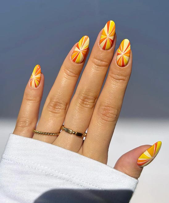 Orange and Yellow Swirl Nails