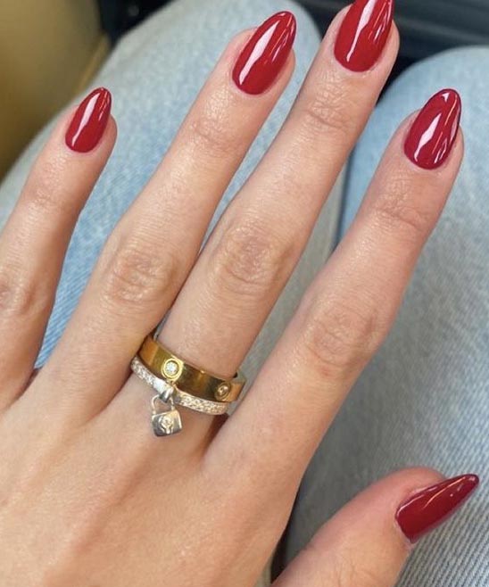 Oval Red Nails