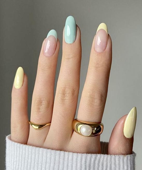 Pale Yellow Almond Nails