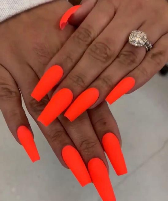 Pastel Orange Coffin Nails