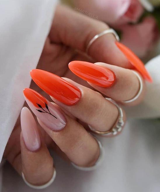 Peach Orange Almond Nails