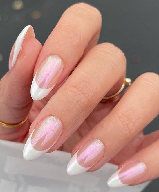 Pink Chrome Nails French Tip