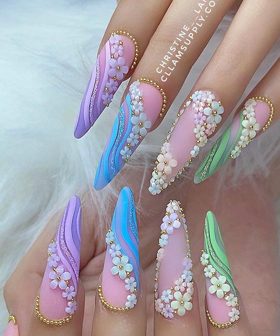 Pink Flower Nail Designs