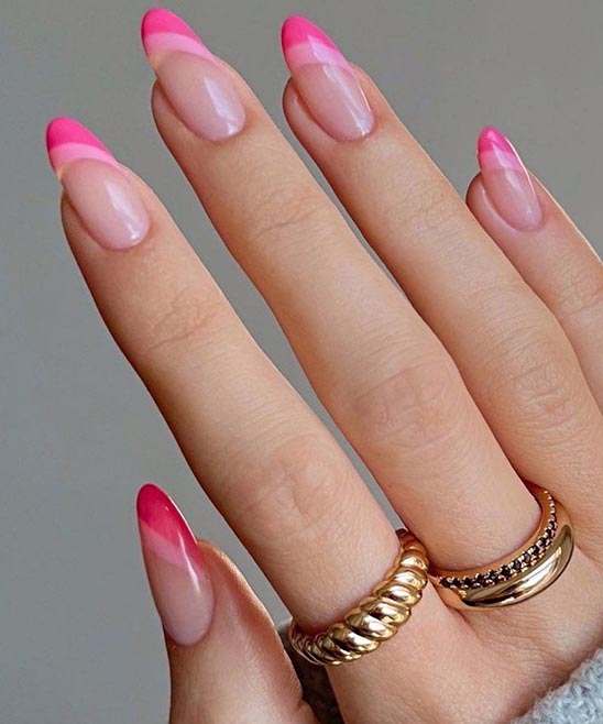 Pink French Tip Nails Coffin Short