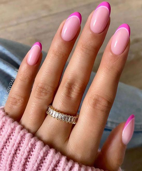 Pink French Tip Nails Coffin