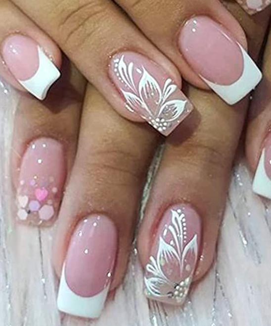 Pink French Tip Nails Short