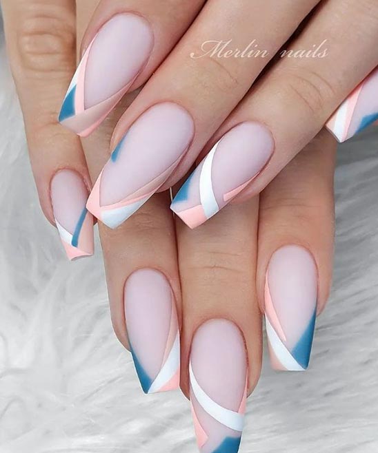 Pink French Tip Nails Square