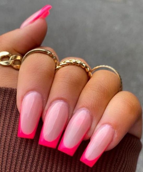 Pink French Tip Nails Toes