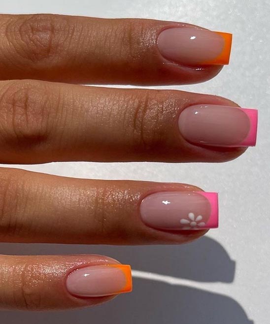 Pink French Tip Nails With Design