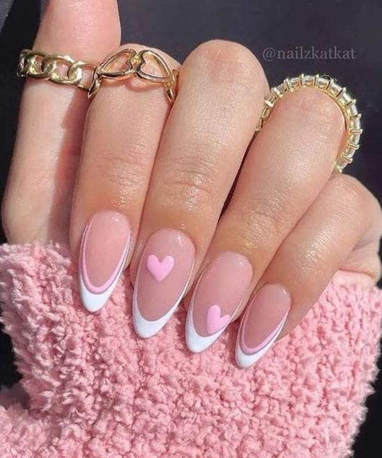 Pink French Tip Nails With Diamonds