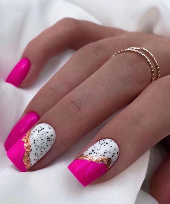 Pink French Tip Nails With Flowers