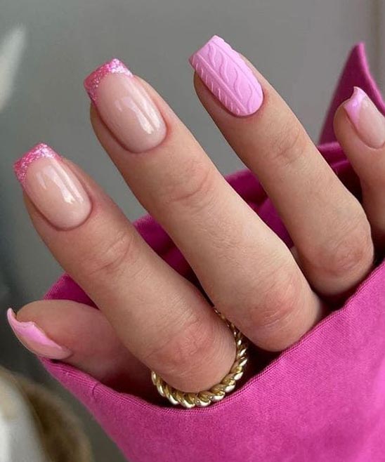 Pink French Tip Square Nails