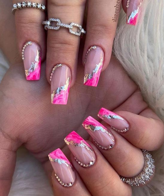 Pink French Tip Stiletto Nails