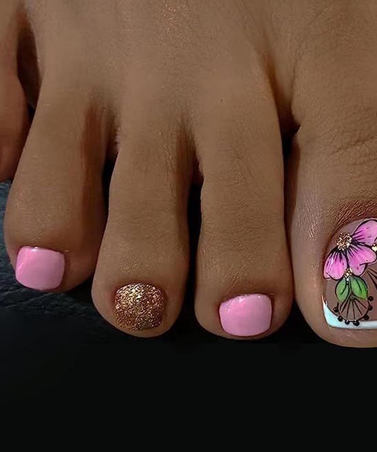 Pink French Tip Toenails Full Cover