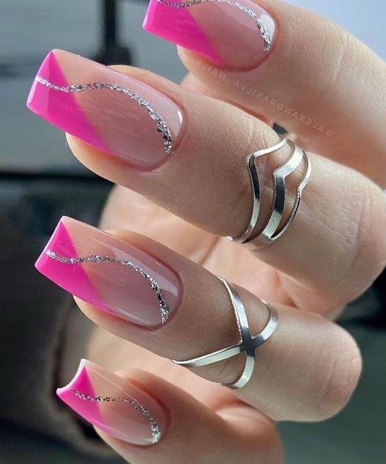 Pink French Tip Valentines Nails